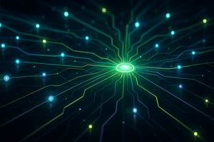 neonpunk Create a cinematic highresolution digital artwork inspired by The Matrix and Tron aestheticStyleNeon system visualization with glowing light-1