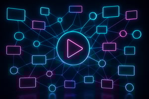 neonpunk Using the neon lights tron matrix inspired create an image that shows the new modern version of the marketing funnel A Better Way to Think Ab-2