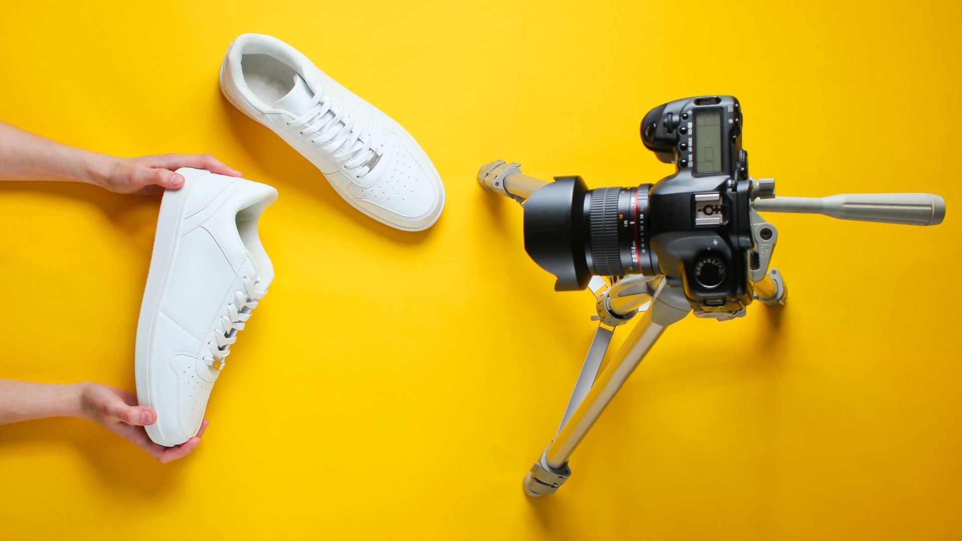 Camera filming a video to improve the sales process for sneakers