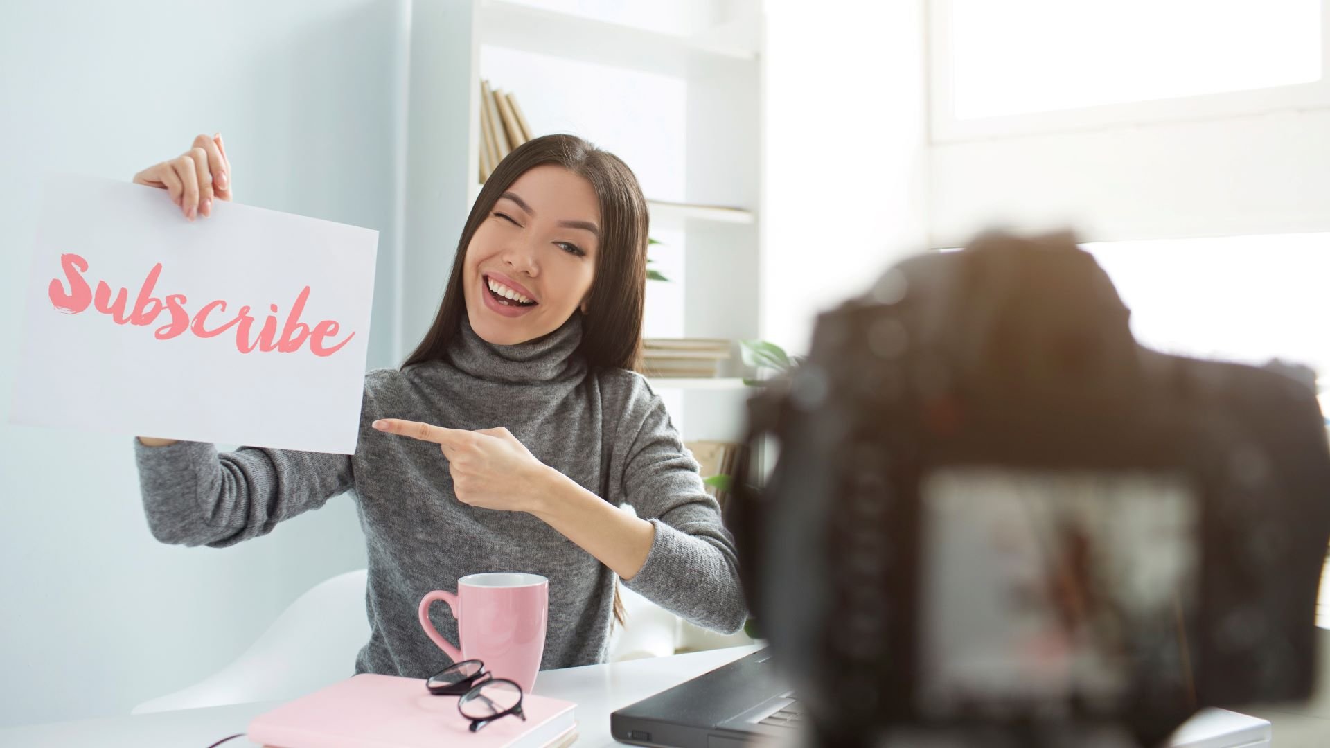 Youtube vlogger strategically marketing to viewers and asking them to subscribe